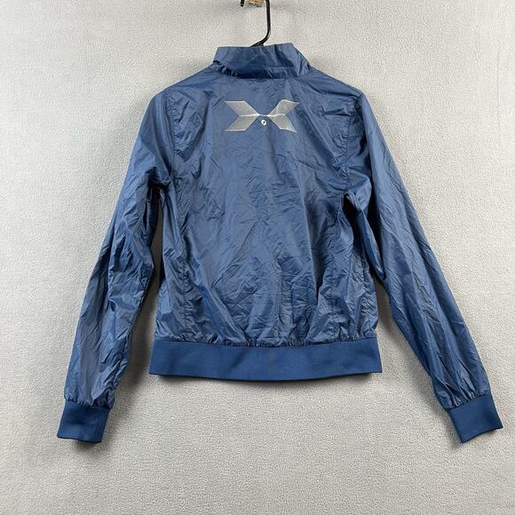 Oiselle Jacket Womens 4 Blue Full Zip Lightweight Hooded Windbreaker Outdoor - Picture 6 of 9